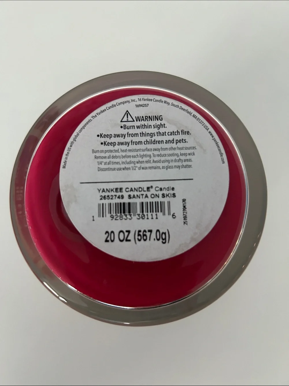 Yankee Candle Santa On Skis Holiday Jar Candle - Red